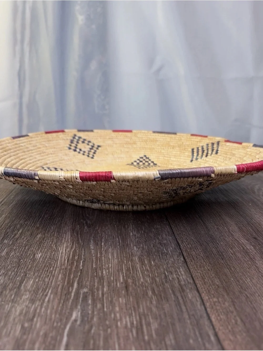 Tribal Southwest Native American Hand Woven Coil Harvest Basket Bowl 13